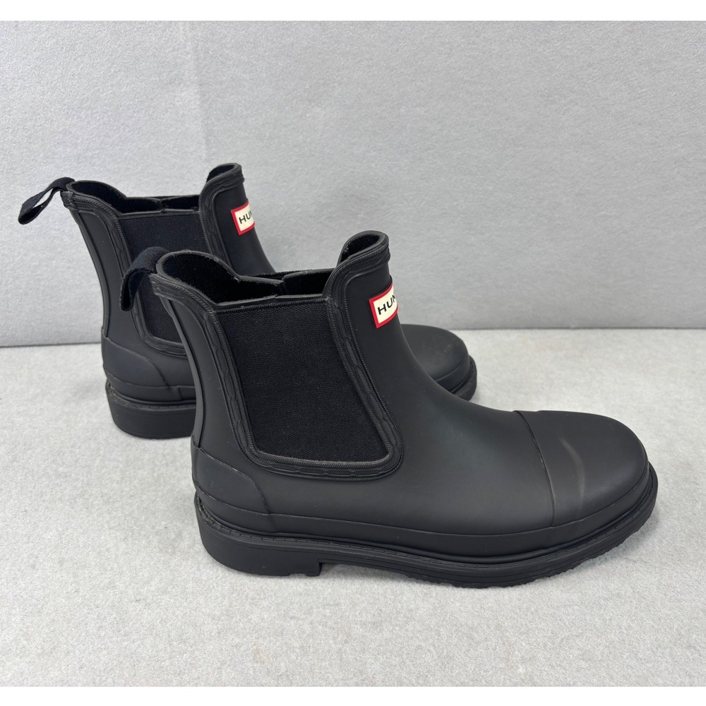 Hunter Commando Chelsea Boots‎ Black Women's Size 7 M Pull On waterproof - Picture 4 of 8